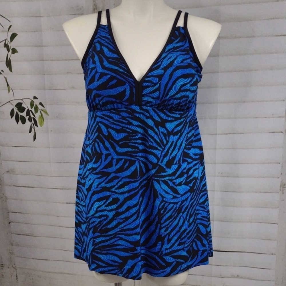 Trimshaper Vibrant Zebra Print  SwimDress Size 18